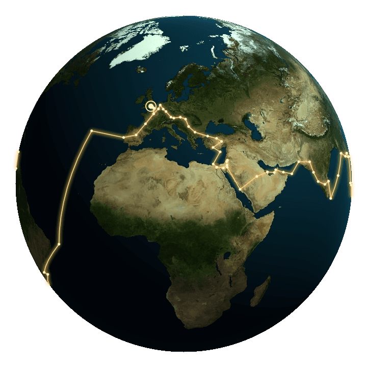 The GlobeWalk Earth with a gold journey around the world